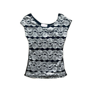 Vtg Y2K Panhandle Slim Top M Black Silver Floral Whimsigoth Fairy Goth McBling